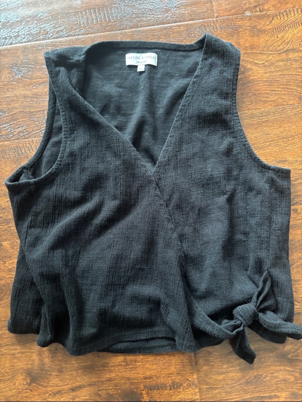 Madewell Black Wrap Tie-Front Tank Top